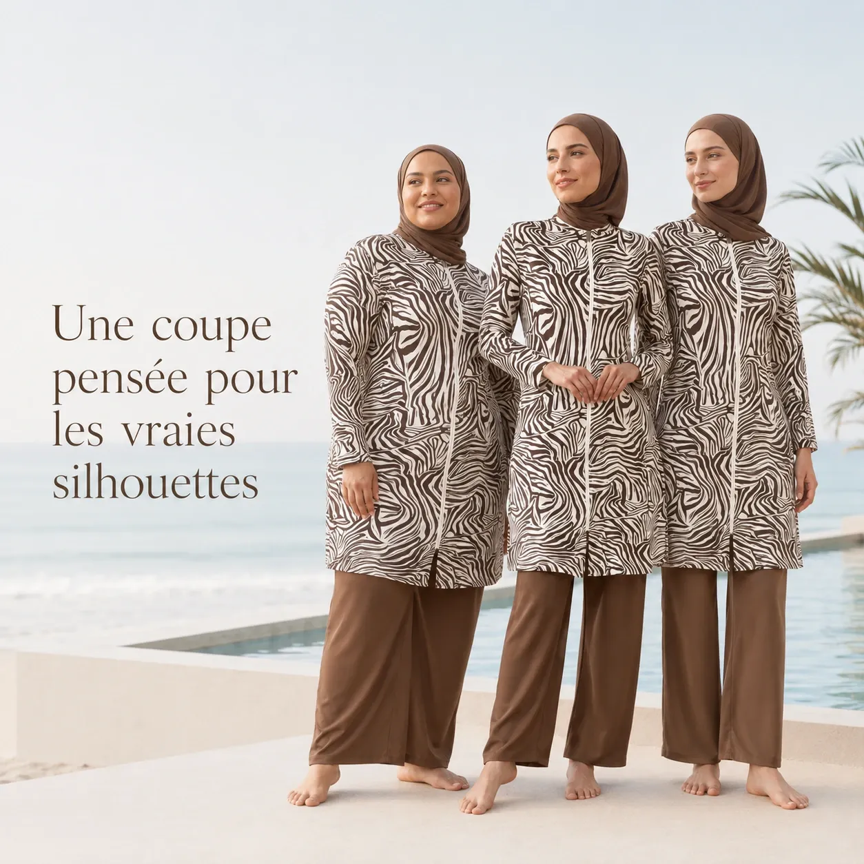 Burkini 2 pièces rayé à fermeture éclair — pieces