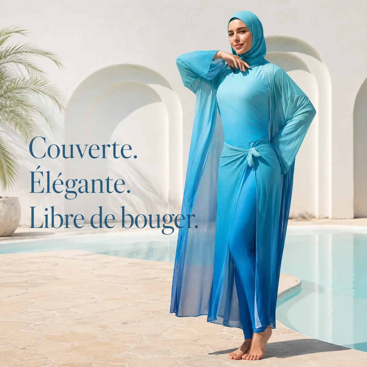 Burkini 4 pièces dégradé ombré — face
