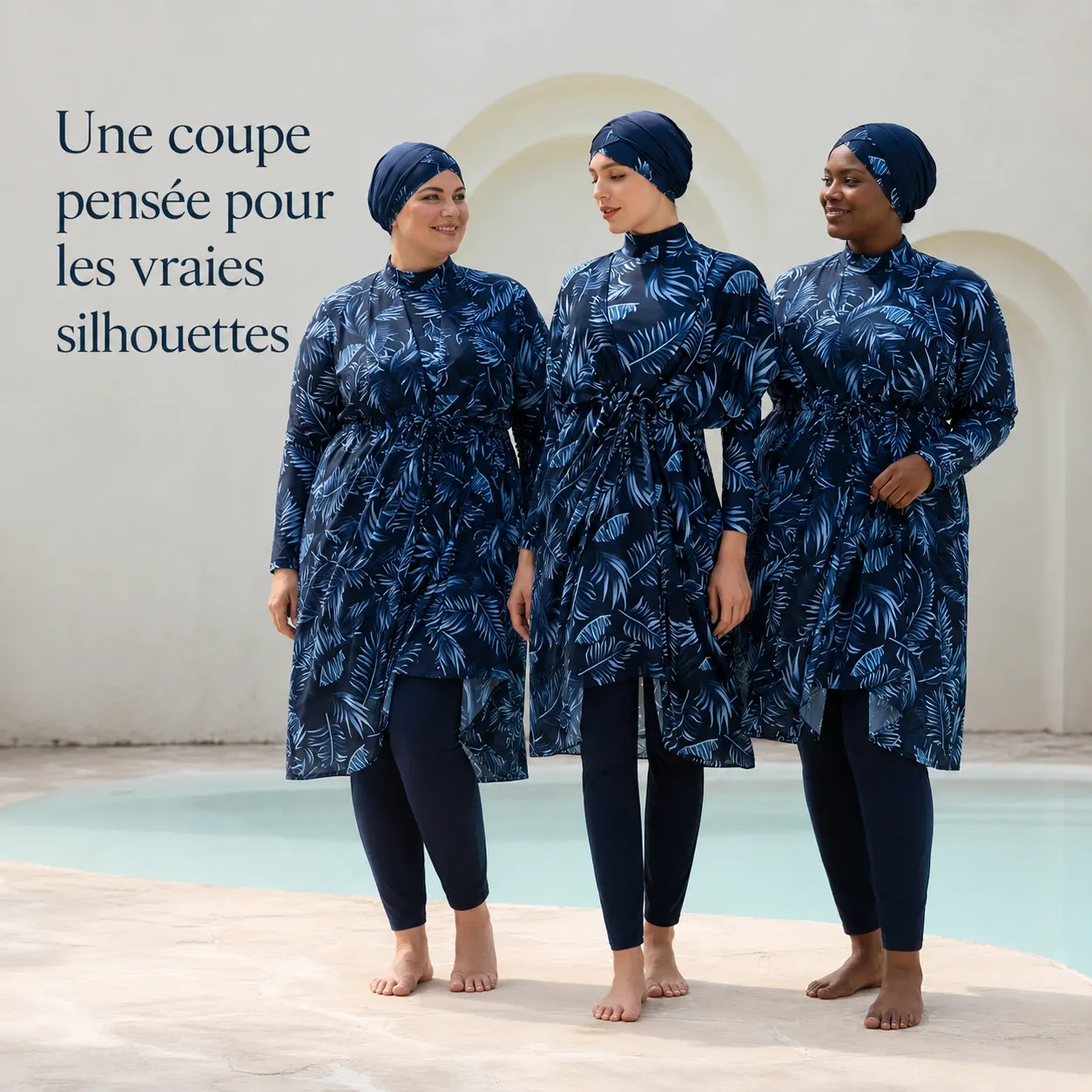 Burkini 4 pièces imprimé botanique — pieces