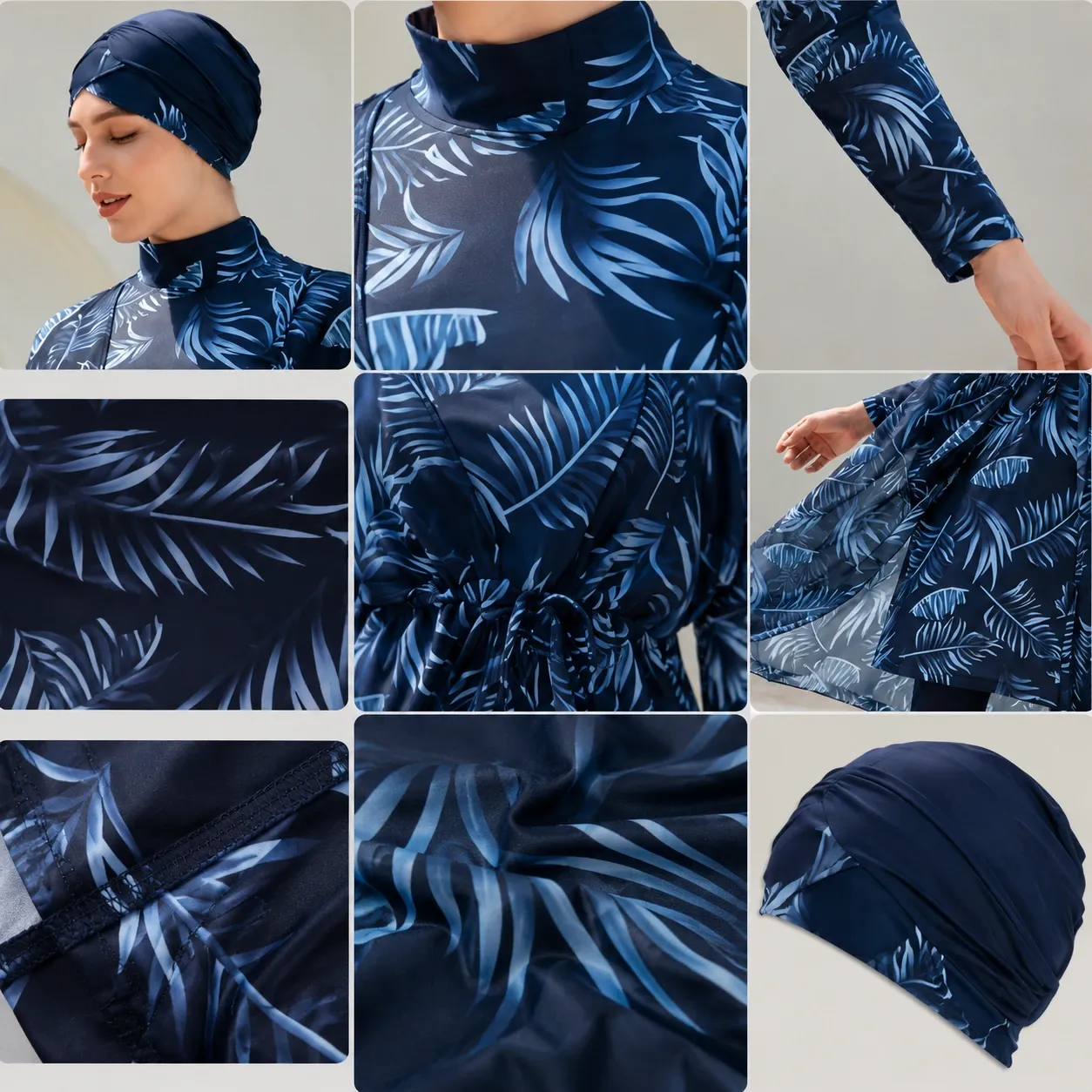 Burkini 4 pièces imprimé botanique — porte