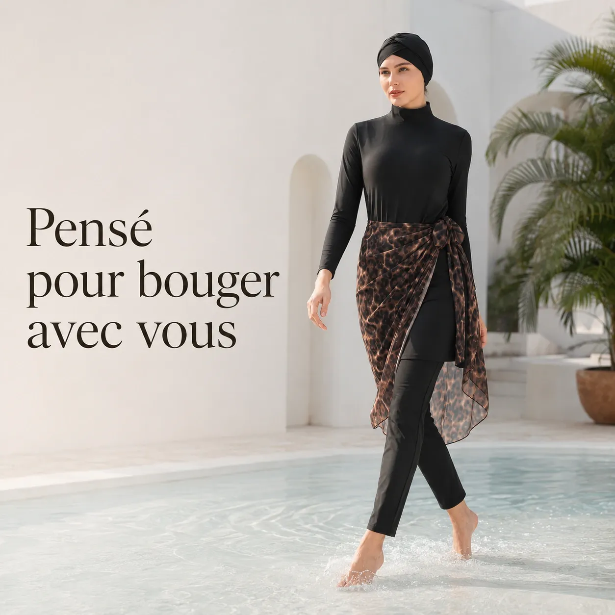 Burkini 4 pièces imprimé léopard — dos