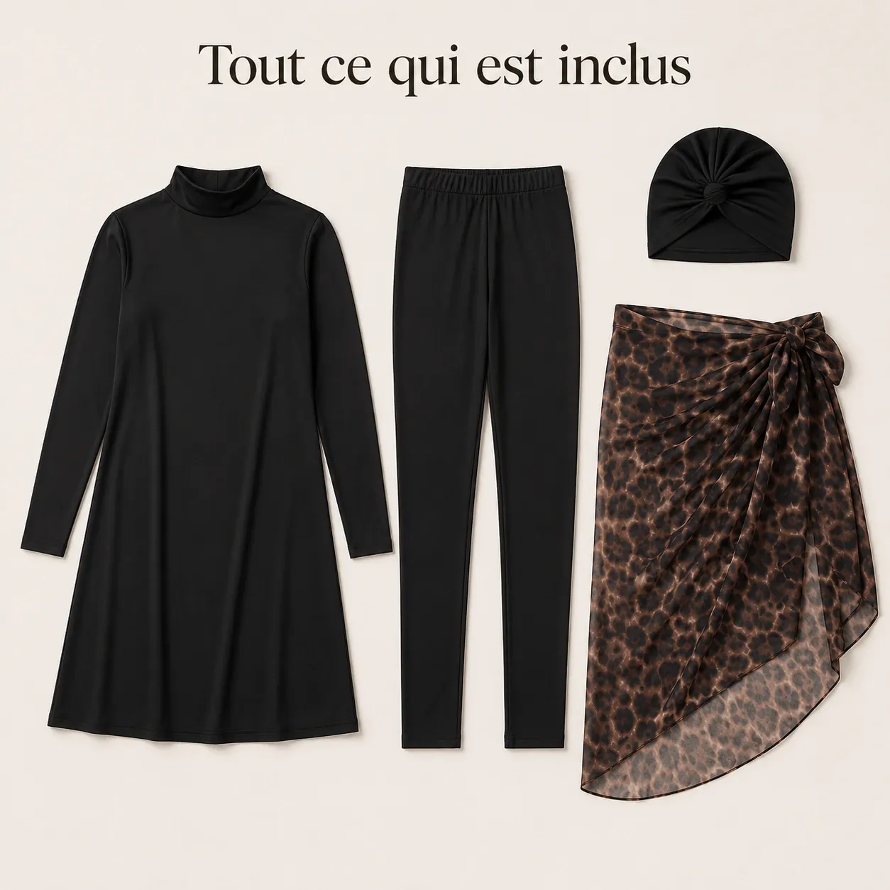 Burkini 4 pièces imprimé léopard — eau