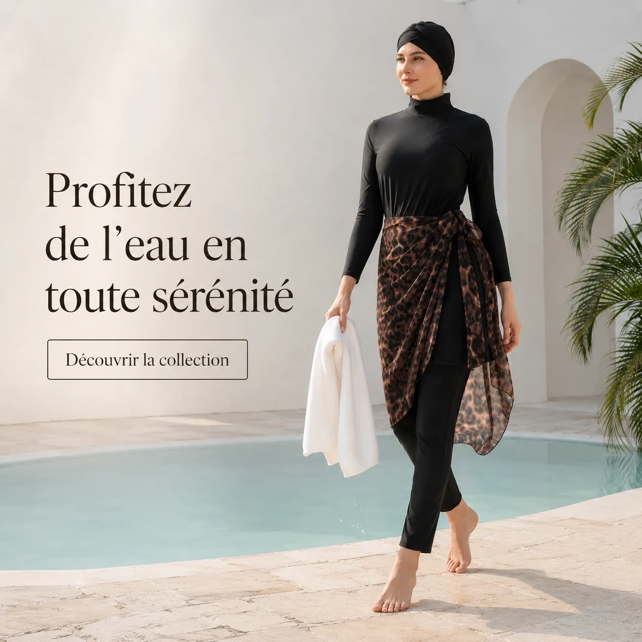 Burkini 4 pièces imprimé léopard — morphologie