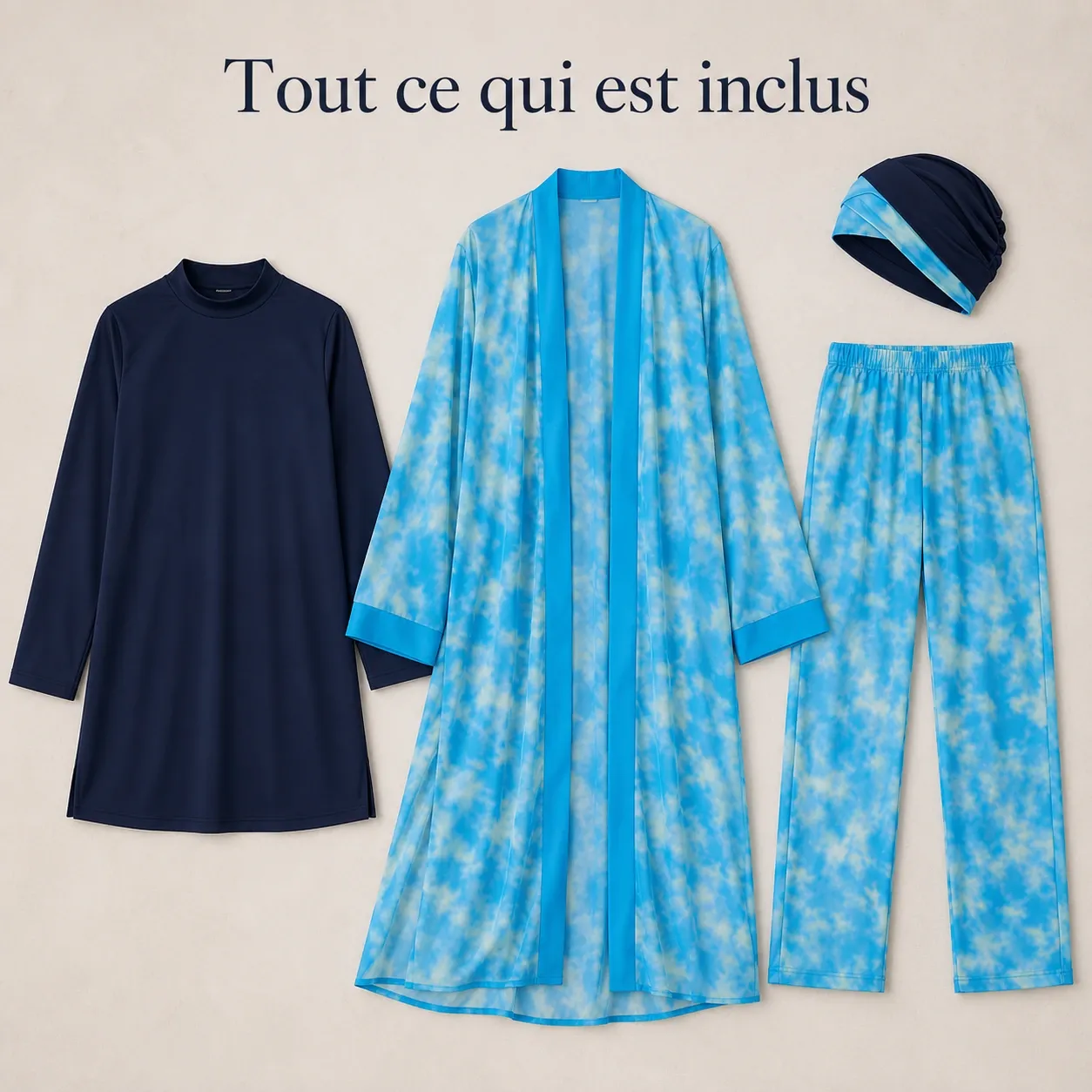 Burkini 4 pièces tie-dye — eau