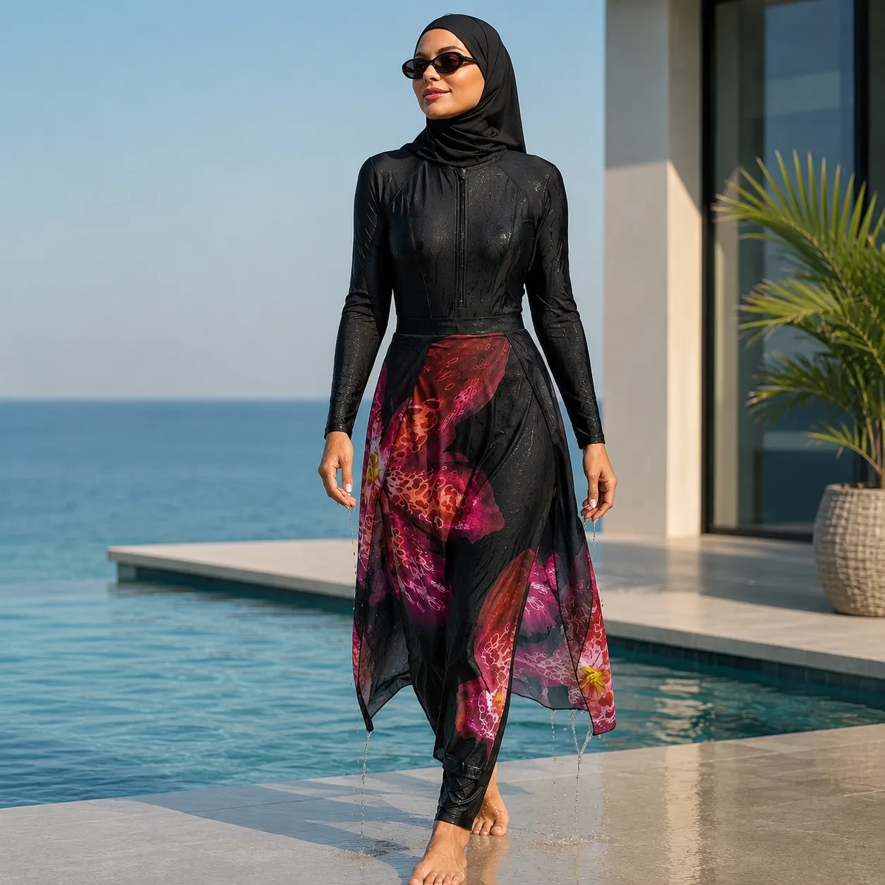 Burkini floral à couverture intégrale — detail