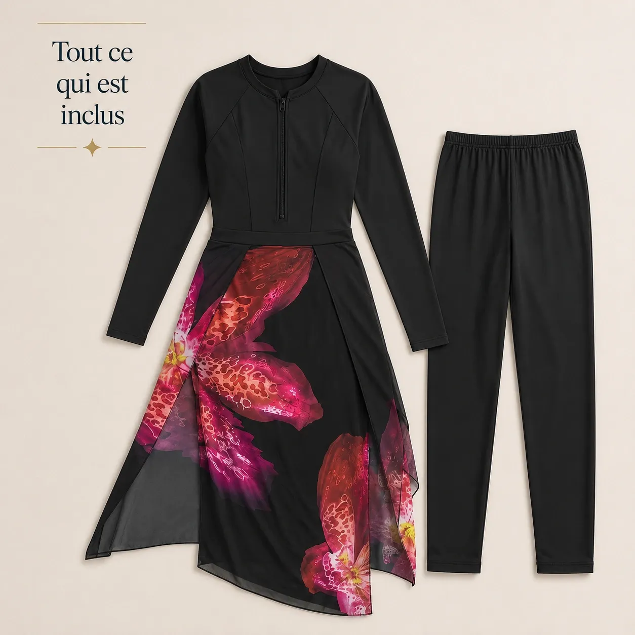Burkini floral à couverture intégrale — eau