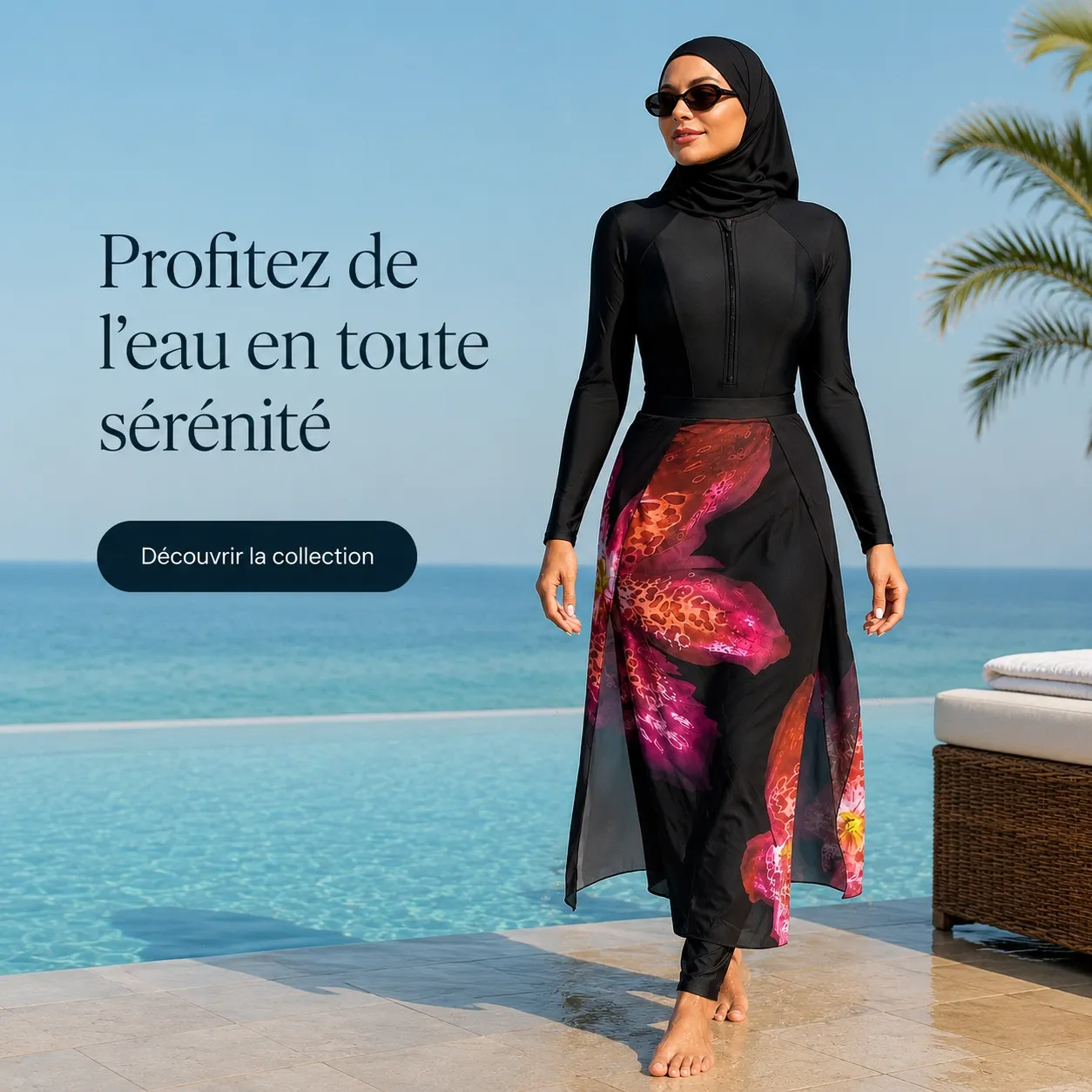 Burkini floral à couverture intégrale — morphologie