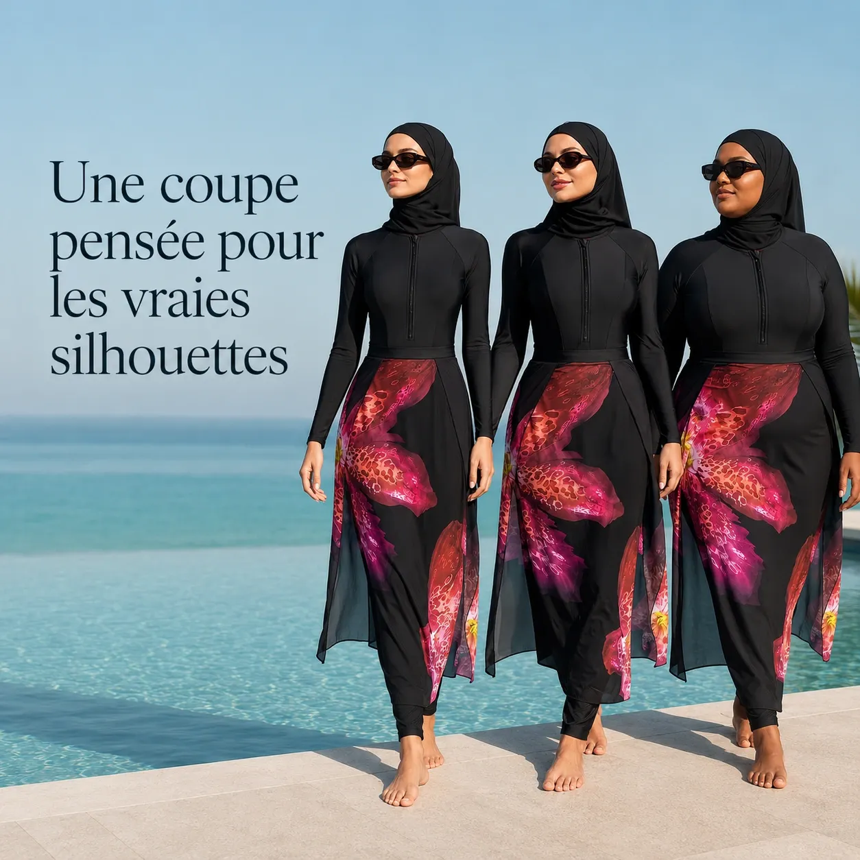 Burkini floral à couverture intégrale — pieces