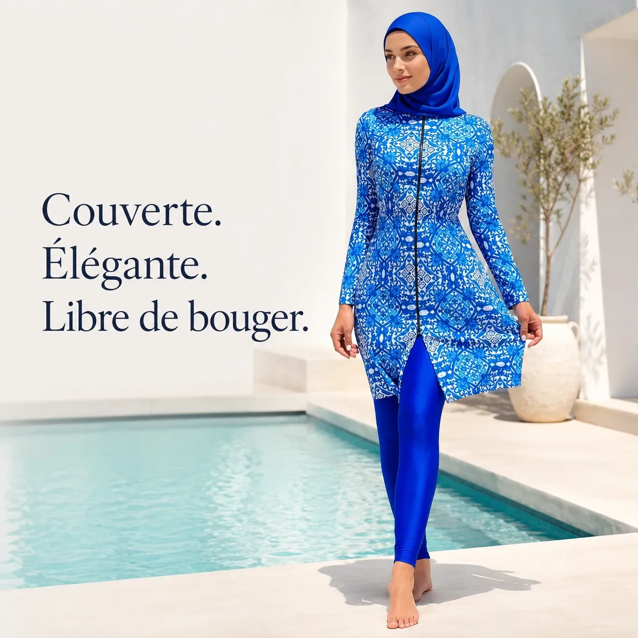 Burkini manches longues anti-UV – pantalon long — face