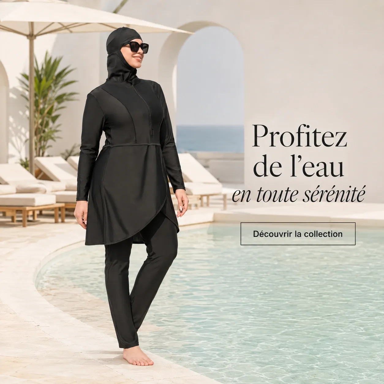 Burkini uni manches longues 2 pièces — morphologie