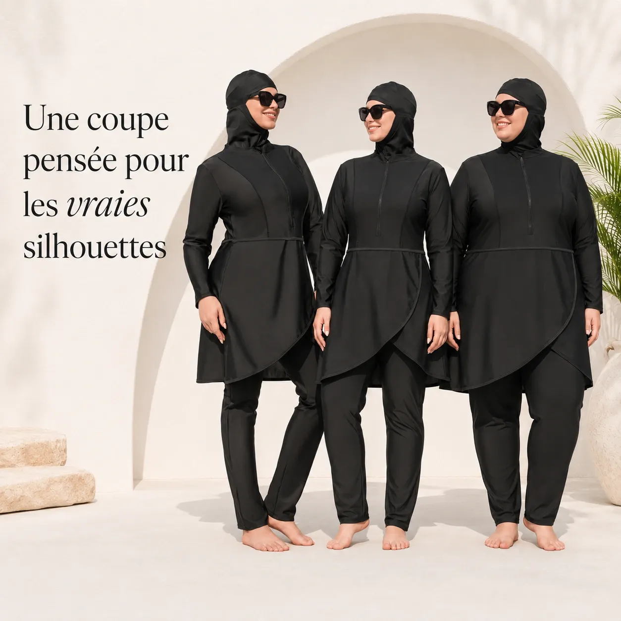 Burkini uni manches longues 2 pièces — pieces